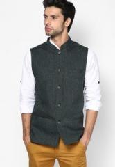 Even Solid Green Nehru Jacket men