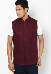 Even Solid Maroon Nehru Jacket men