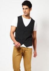 Even Striped Black Waistcoat men