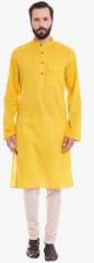 Even Yellow Solid Kurta men