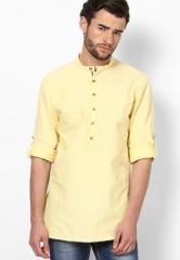 Even Yellow Solid Slim Fit Kurta men