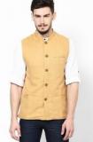 Even Yellow Solid Slim Fit Nehru Jacket Men