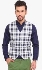 Exitplay Blue Checked Waistcoat men