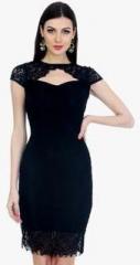 Faballey Black Colored Embroidered Bodycon Dress women