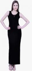 Faballey Black Coloured Solid Maxi Dress women