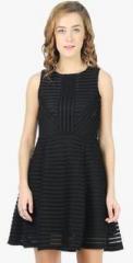 Faballey Black Striped Skater Dress women