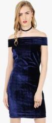 Faballey Navy Blue Solid Dress women