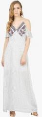 Faballey Off White Printed Maxi Dress women