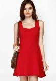 Faballey Red Solid Dress Women