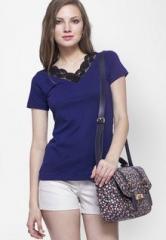 Faballey Solid Blue T Shirt women