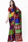 Fabdeal Multicolor Printed Bhagalpuri Silk Saree women