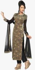 Fabfiza Black Embroidered Dress Material women