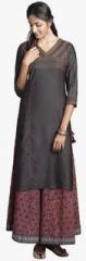 Fabindia Black Embroidered Tussar Kurta men