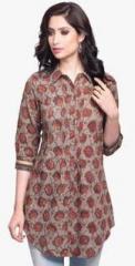 Fabindia Brown Printed Cotton Tunic women