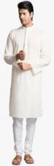 Fabindia Cream Solid Regular Fit Kurta men