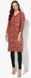 Fabindia Maroon Printed Kurta women