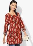 Fabindia Maroon Printed Tunic women