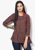 Fabindia Navy Blue & Pink Printed Tunic women