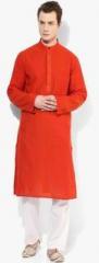 Fabindia Orange Solid Kurta men