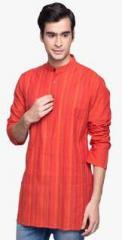 Fabindia Orange Solid Short Kurta men