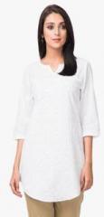 Fabindia White Embroidered Tunic women