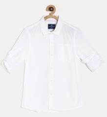 Fame Forever By Lifestyle White Regular Fit Solid Casual Shirt boys