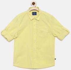 Fame Forever By Lifestyle Yellow Regular Fit Solid Casual Shirt boys