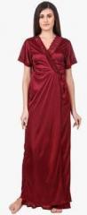 Fasense Maroon Solid Nightwear Set women