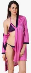 Fasense Pink Solid Nightwear Set women