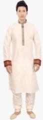 Fashion Curries Cream Solid Kurta Pyjama men