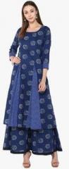 Fashion String Blue Printed Palazzo Kurta Set men