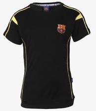 Fc Barcelona Black Solid Round Neck T Shirt boys