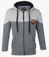 Fc Barcelona Grey Solid Hoodie boys