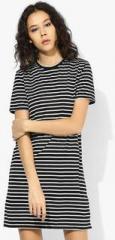 Femella Black Coloured Striped Shift Dress women