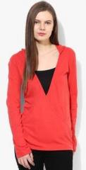 Femella Red Solid Hoodie women