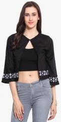 Feneto Black Embroidered Shrug women