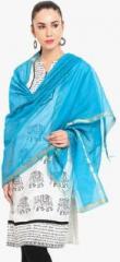 Fianna Aqua Blue Solid Dupatta women