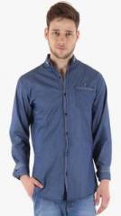 Fifty Two Blue Printed Regular Fit Casual Shirt men