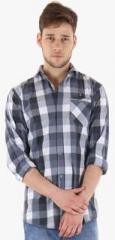 Fifty Two Grey Checked Regular Fit Casual Shirt men