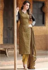 Floral Creations Beige Printed Dress Material women