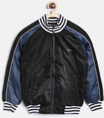 Flying Machine Black & Navy Solid Bomber Jacket boys