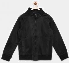 Flying Machine Black Solid Biker Jacket boys