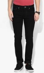 Flying Machine Black Solid Mid Rise Slim Fit Jeans men