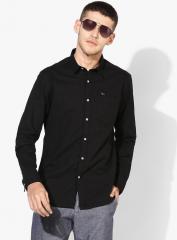 Flying Machine Black Solid Regular Fit Casual Shirt men