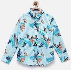 Flying Machine Blue Printed Regular Fit Casual Shirt boys