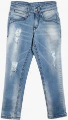 Flying Machine Blue Slim Fit Mid Rise Mildly Distressed Jeans boys