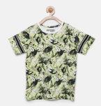 Flying Machine Green Printed Round Neck Tshirt Boys