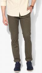 Flying Machine Olive Solid Super Slim Fit Chinos men