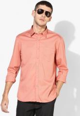 Flying Machine Orange Solid Regular Fit Casual Shirt men