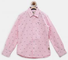 Flying Machine Pink Printed Regular Fit Casual Shirt boys